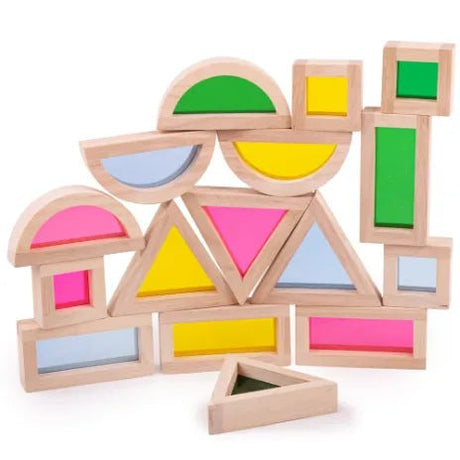 Bigjigs Natural Colourful Sensory Wooden Blocks - Little Whispers