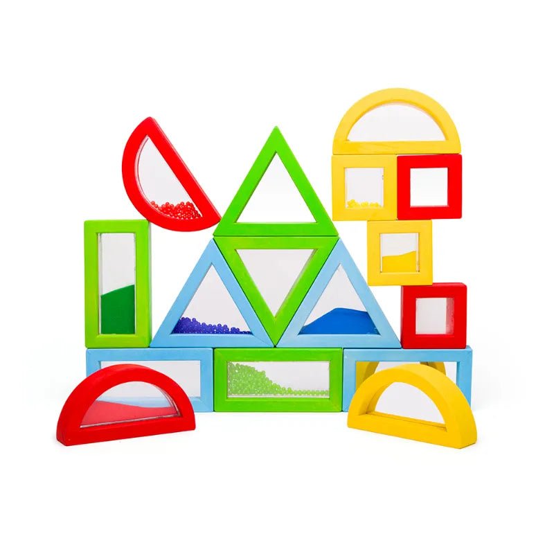 Bigjigs Rainbow Sensory Filled Wooden Blocks - Little Whispers