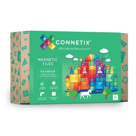 Connetix Tiles Magnetic Building Set - 102 Piece Creative Pack Rainbow - Little Whispers