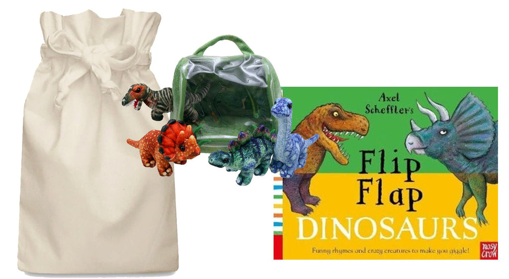 Dinosaurs Story Sack with Puppet Company Hideaway House - Little Whispers