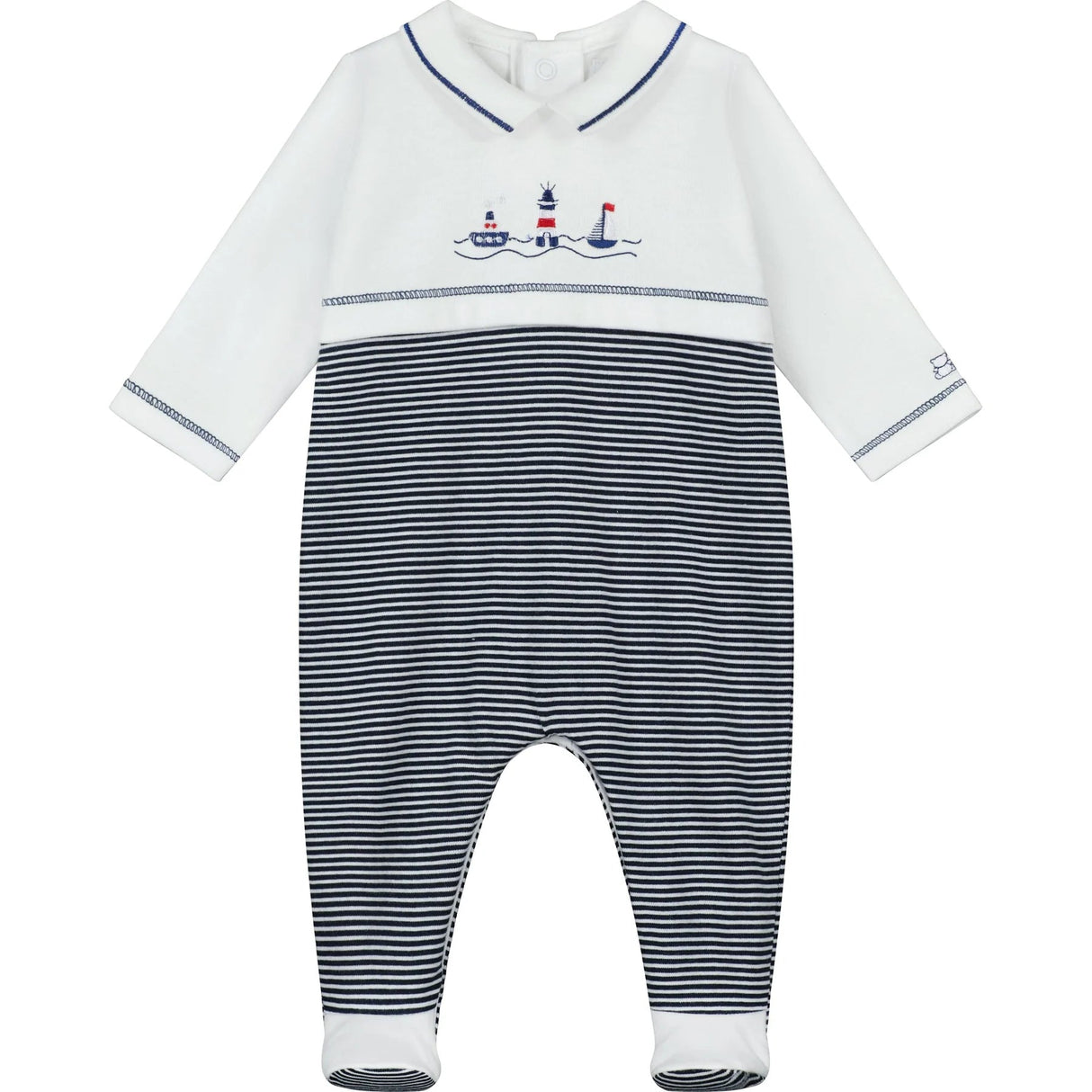 Emile et Rose Boys Dylan Babygrow in Navy and White - Little Whispers