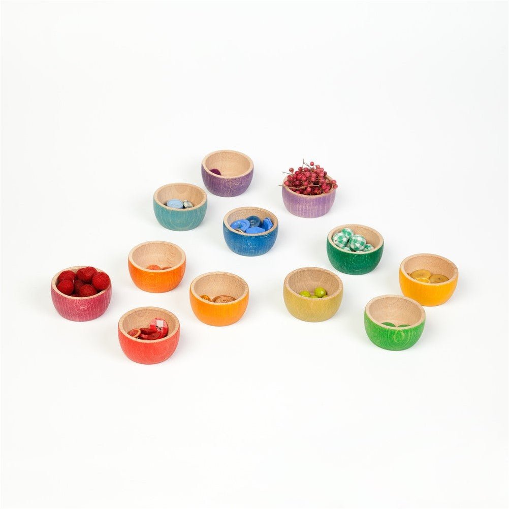 Grapat 12 Wooden Rainbow Bowls 16 - 138 - Little Whispers