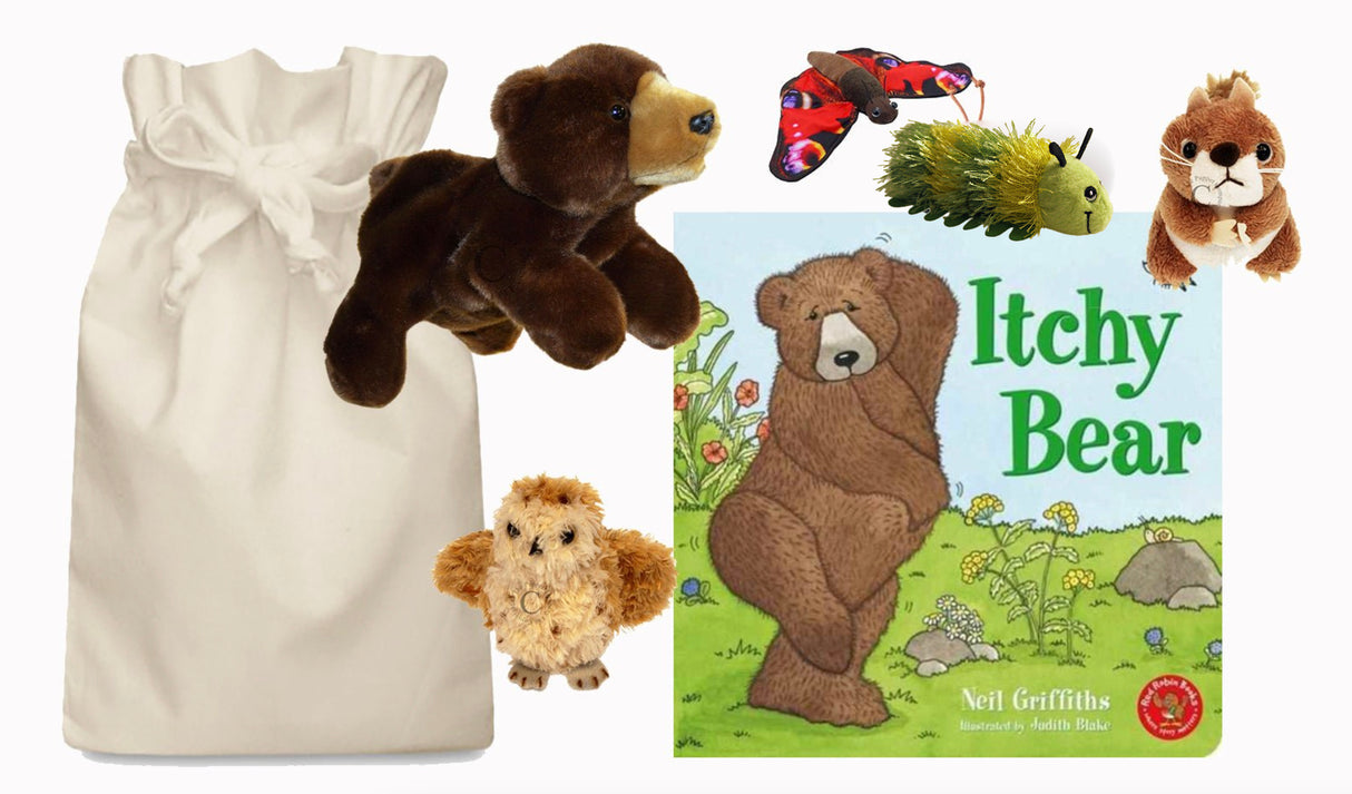 Itchy Bear Story Sack with Hand Puppet and Finger Puppets