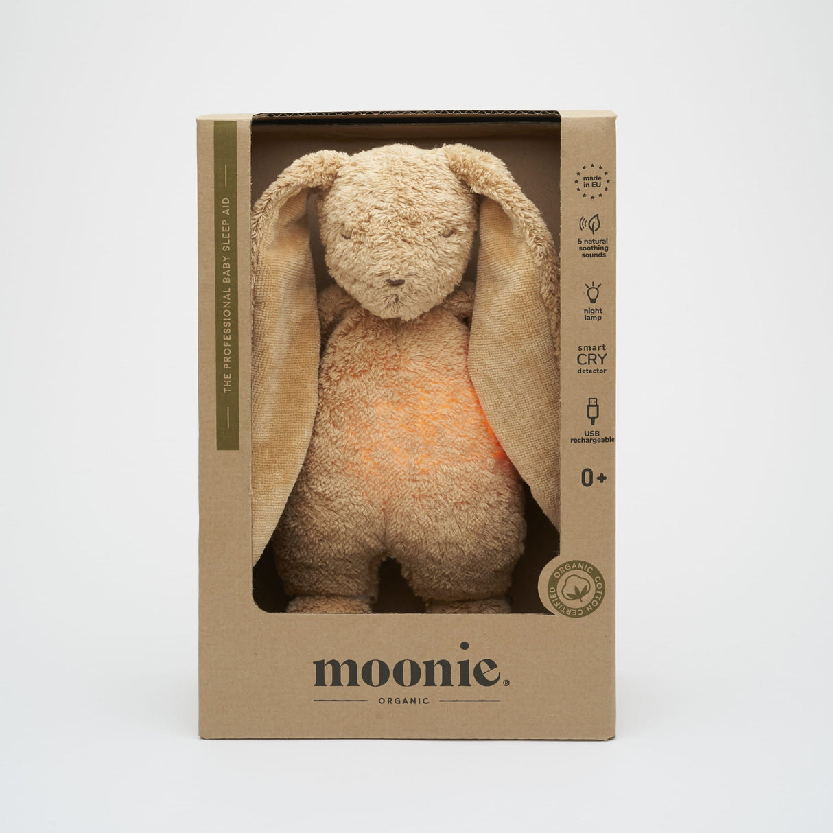 Moonie Cappuccino Nature Bunny - The Organic Hummy Bunny with Lamp - Little Whispers