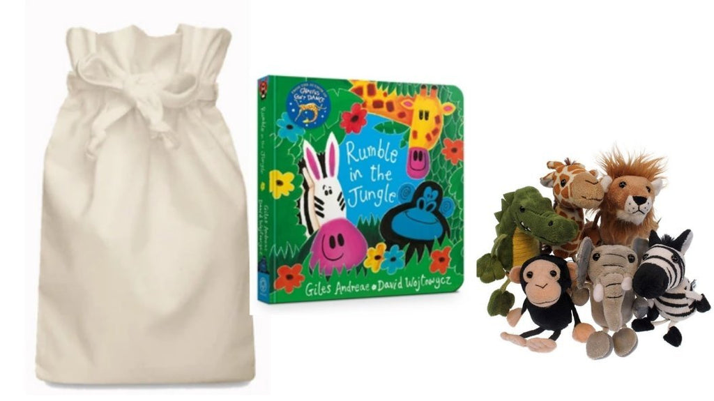 Rumble in the Jungle Story Sack with Puppet Company Finger Puppets - Little Whispers