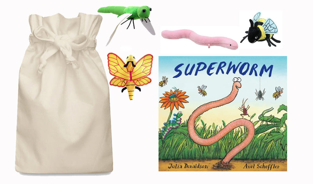 Super Worm Story Sack with Finger Puppets - Little Whispers