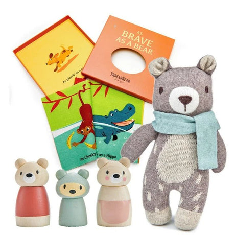 Tenderleaf Brave As A Bear Soft Toy, Wooden Family & Book Bundle (Direct Shipping) - Little Whispers