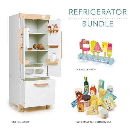 Tenderleaf Toys Fridge Bundle (Refridgerator, Ice Lolly Shop, Supermarket Grocery Set) (Direct Shipping) - Little Whispers