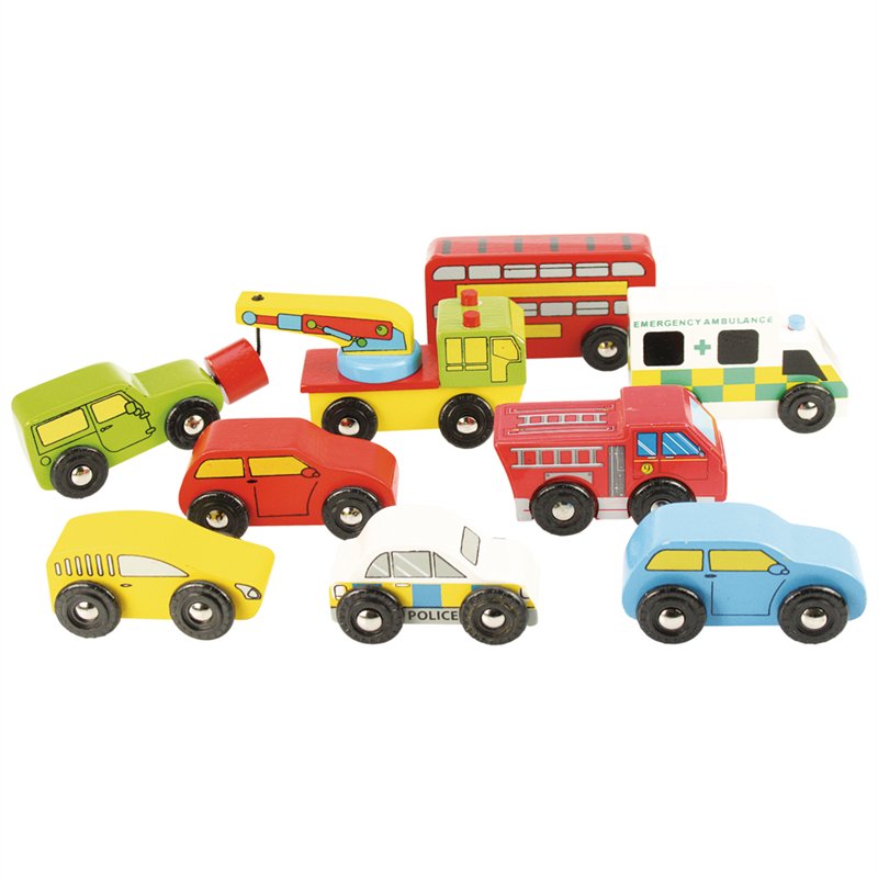 Bigjigs Wooden Vehicle Pack (9pcs) - Little Whispers