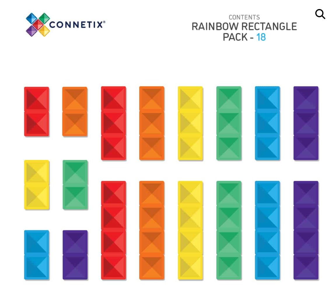 Connetix Rainbow Rectangle Pack 18 pc - Little Whispers