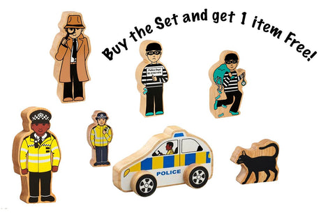 Lanka Kade Wooden Police Scene Characters (Get 1 FREE) - Little Whispers