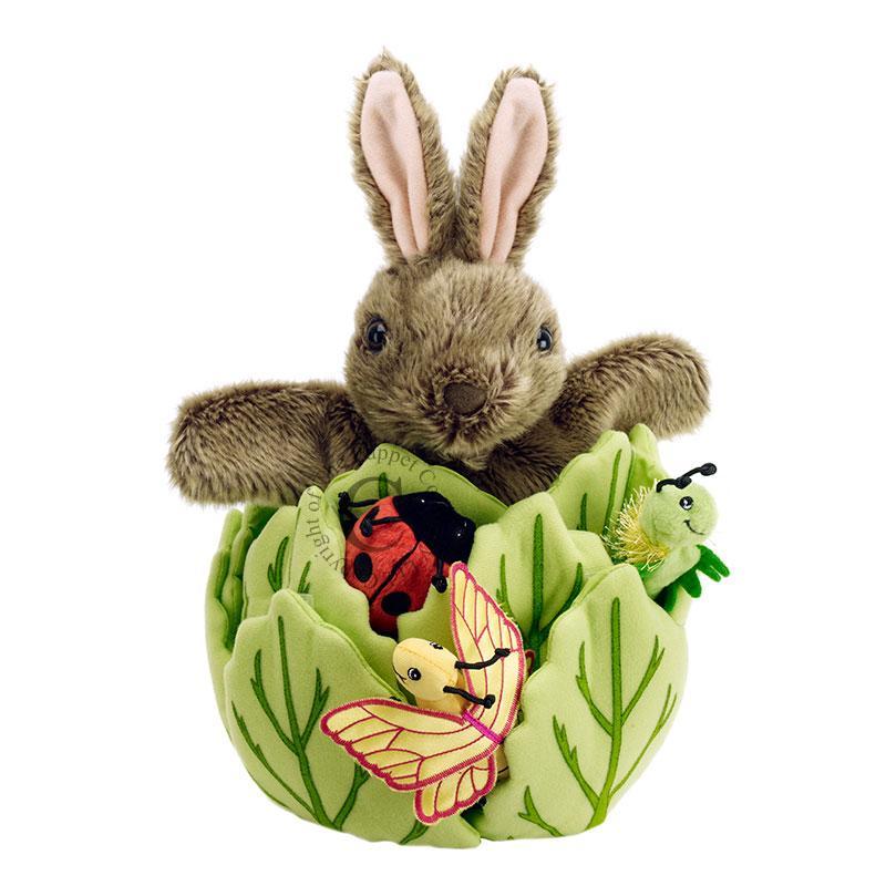 Rabbit In A Lettuce Hand Puppet - Little Whispers