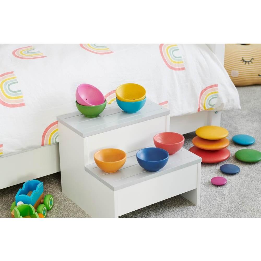 Rainbow Wooden Bowls - Pk7 - Little Whispers