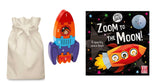 Zoom to the Moon Story Sack with Lanka Kade Jigsaw Rocket - Little Whispers